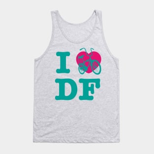 I Love Cycling DF Aqua Pink / Yo Amo andar en Bicicleta en el DF / Chilango Pride / Orgullo Chilango Graphic Tank Top